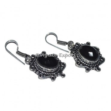 Faceted Black Onyx Earrings