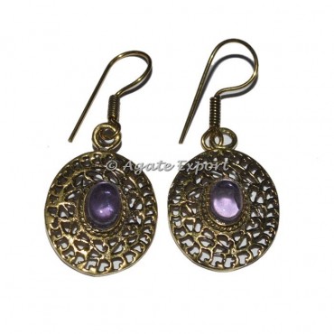 Copper Amethyst Earrings