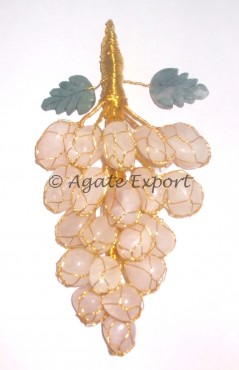 Rose Quartz & Moss Agate Leaves Grapes