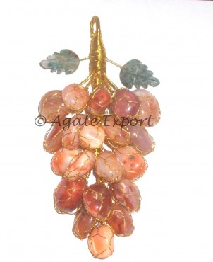 Carnelian With Moss Agate Grapes Decoration