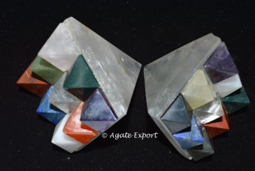 Crystal Quartz with 9 Grah Vasstu Pyramids
