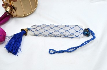 Selenite Rough With Blue Thread Wired Hanging for Home And Car
