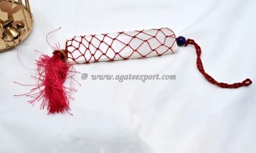 Selenite Rough With Red Thread Wired With Evil Eye Hanging for Home And Car