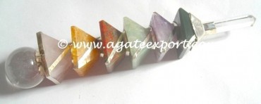 Mix Agate Pyramids Healing Wand.