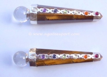 Tiger Eye 8 Faceted Chakra Wands.