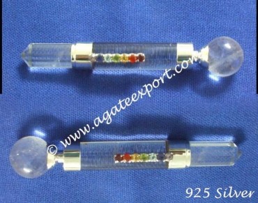 Crystal Quartz 925 Silver Faceted Chakra Wands.