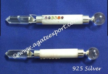 Moonstone Crystal Quartz 925 Silver Chakra Wands.