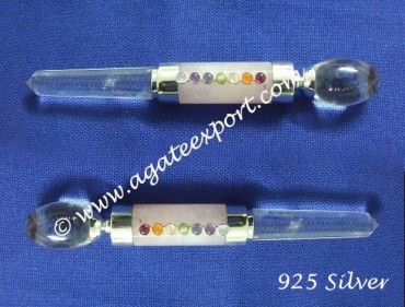 Rose Quartz 925 Silver Chakra Wands.