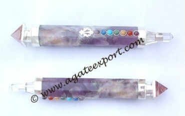 Amethyst Chakra Wands With Pyramid.