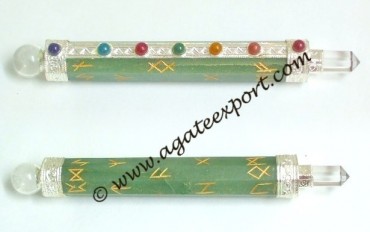 Green Aventurine Runic Chakra Wands.