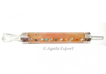 Golden Quartz Chakra Wands With Angel