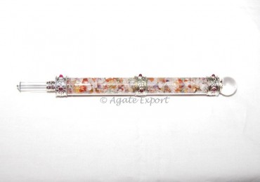 Gemstone Chips Glass Wand