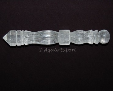 Crystal Quartz Carved Wand
