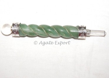 Green Jade Carved Wand