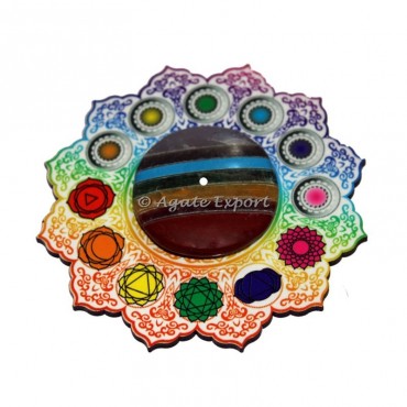 Bonded 7 Chakra With Printed Chakra Wooden Incense Burner