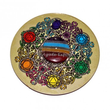 Bonded Seven Chakra With Printed Chakra Wooden Incense Burner