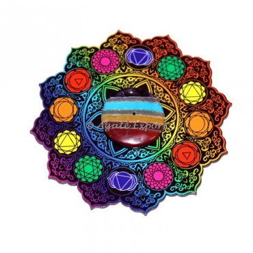 7 Chakra With Printed Chakra Wooden Incense Burner