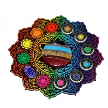 Chakra Stone With Printed Wooden Incense Burner