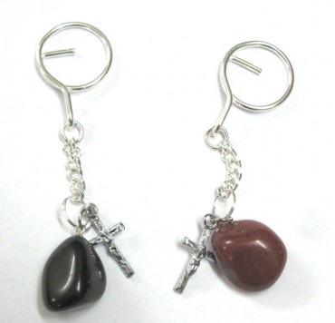 Mix Gemstone Tumbled With Cross Keyrings