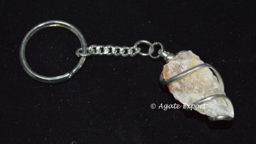Golden Quartz Wire Wrap Keychain