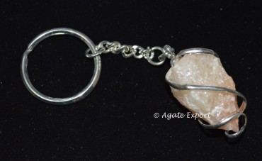 Moonstone Rough Wire Wrap Keychain