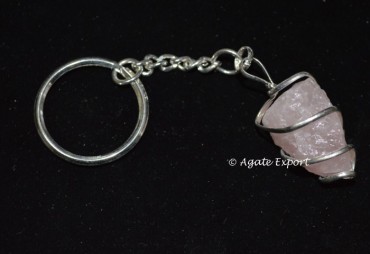 Rose Quartz Wire Wrap Keychain