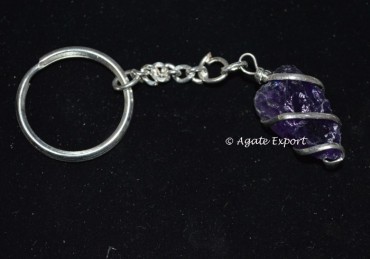 Amethyst High Quality Wire Wrap Keychain