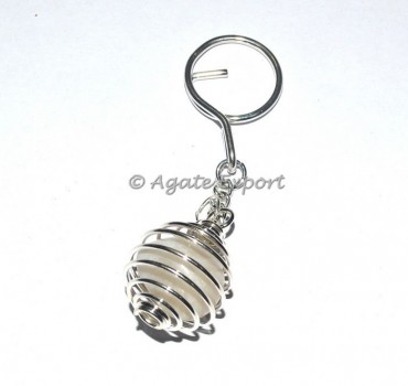 White Agate Tumbled Keyring