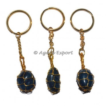 Blue Onyx Tumbled Wrap Keychain