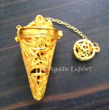 Pentagram Gold Cage Pendulum