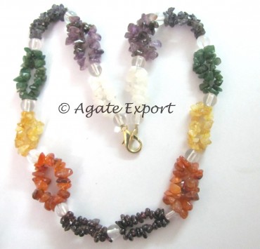 Chakra Chips With Crystal Quartz Necklace