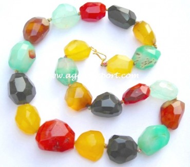 Mix Onyx Faceted Tumbled Stone Necklace
