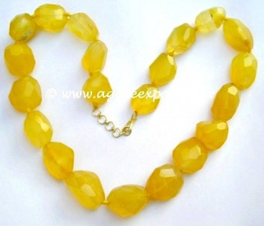 Yellow Onyx Faceted Tumbled Stone Necklace.