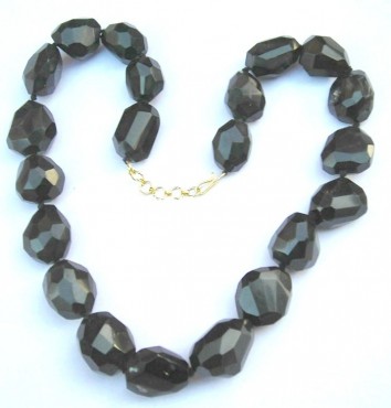 Black Onyx Faceted Tumbled Stone Necklace.