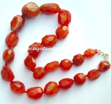 Carnelian Faceted Tumbled Stone Necklace.