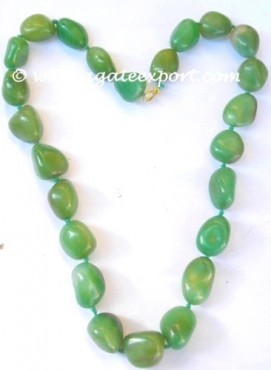 Green Onyx Tumbled Stone Necklace.