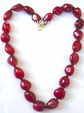 Ruby Onyx Tumbled Stone Necklace.