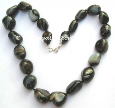 Black Onyx Tumbled Stone Necklace.