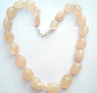 Pink Onyx Tumbled Stone Necklace.