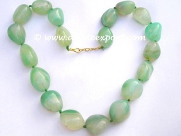 Dark Green Onyx Tumbled Stone Necklace.