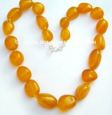 Yellow Onyx Tumbled Stone Necklace.