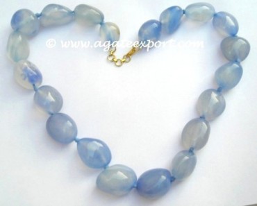 Chalcedony Tumbled Stone Necklace.