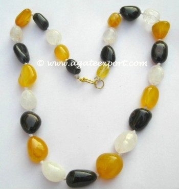 Crystal, Black-Yellow Onyx Necklace