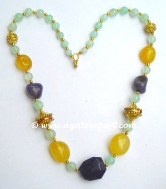 Hand Made Aqva Onyx Necklace.