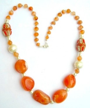 Red Carnailian Beads Necklace.
