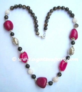 Dyed Stones And Onyx Stone Necklace