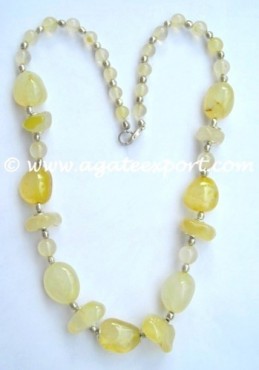 Yellow Onyx Bagger Necklace With Tumble Stone.
