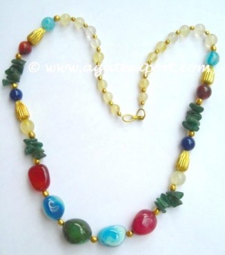 Mix Stone Tumbled Stone Necklace.