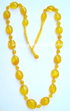 Yellow Onyx Almond With Round Beads Necklace.