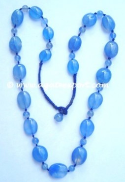 Calcedony Onyx Almond With Round Beads Necklace